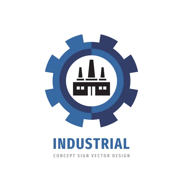 Fabriek Plant Met Vistuig Logo Vector Ontwerp Industrieel Concept Pictogram — Stockvector