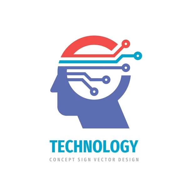 Hoofdbreinlogo Ontwerp Logo Van Computertechnologie Concept Vector Illustratie — Stockvector