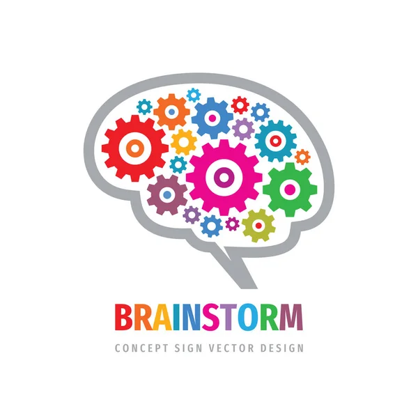 Diseño Plantillas Logotipo Brainstorm Gears Signo Del Logo Del Cerebro — Archivo Imágenes Vectoriales