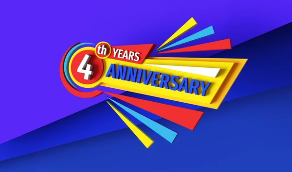 4Th Anniversary Rendering Banner Logo Design Four Years Birthday Badge — Stock Photo, Image