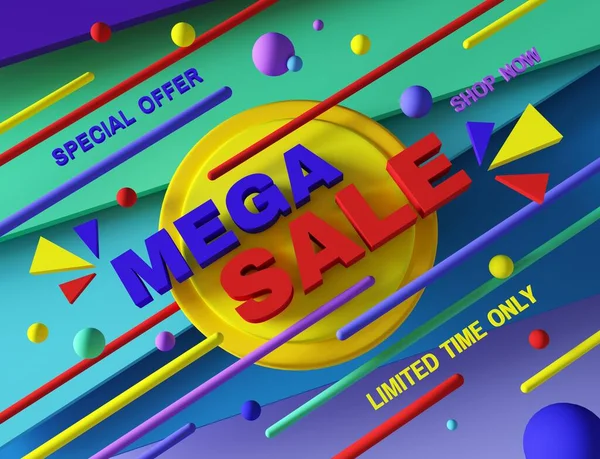Специальное Предложение Mega Sale Рекламный Баннер Продвижение Скидкой Креативная Планировка — стоковое фото