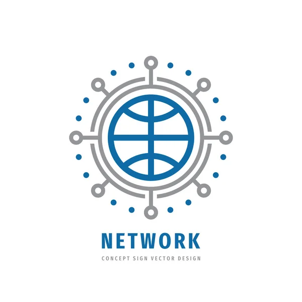 グローバルネットワークコンセプトビジネスロゴデザイン 通信電子技術のロゴマーク ベクターイラスト — ストックベクタ