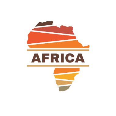 Afrika siluet konsept logo tasarımı. Afrika kıtasının yaratıcı logosu. Egzotik turizm logosu. Vektör illüstrasyonu. 