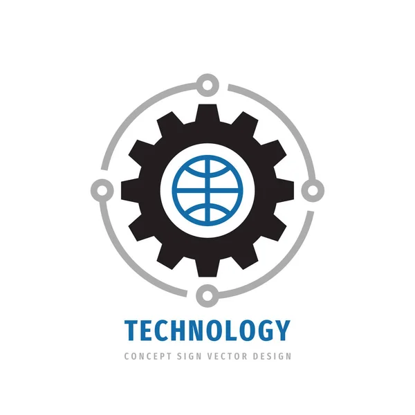 Global Technology Gear Concept Business Logo Template Ontwerp Globe Wereld — Stockvector