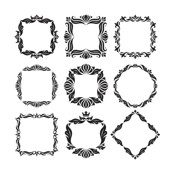 Ornamental Florish Decorative Frames Set Graphic Luxury Borders Monogram Logo — Stock Vector