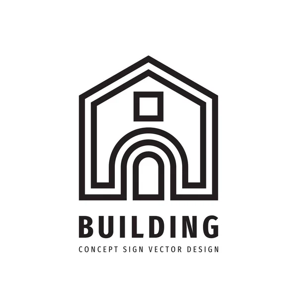 Edificio Construcción Casa Concepto Logo Diseño Signo Logotipo Del Icono — Archivo Imágenes Vectoriales