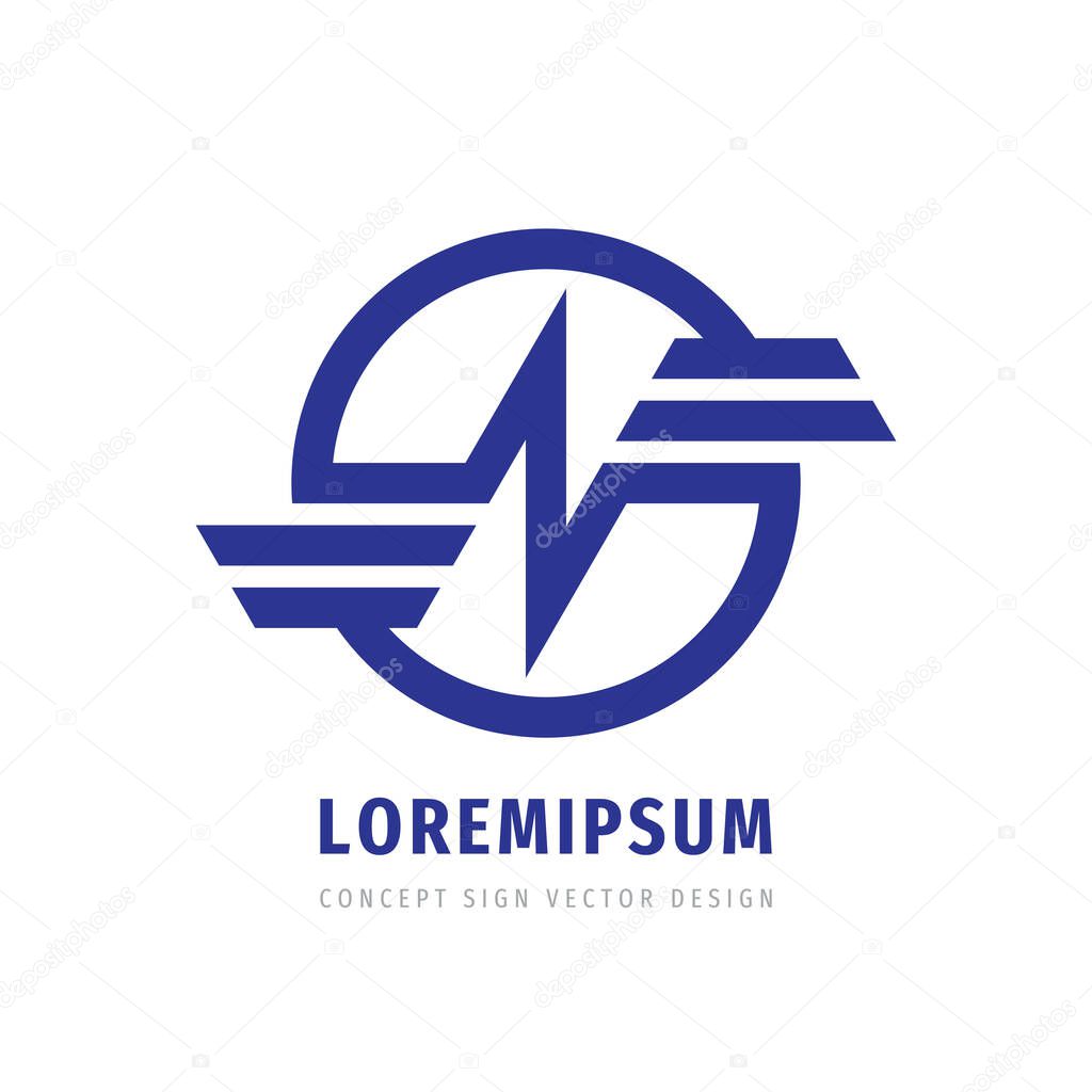 Lightning electrical energy power - concept logo design. Abstract wings logo sign. Electricity industrial technology icon logo. Letter N creative logo symbol. Vector illustration.