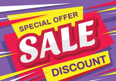 Satış - vektör yatay afiş şablon tasviri. Soyut tasarım indirimi. Özel fiyat. Tasarım ögesi.