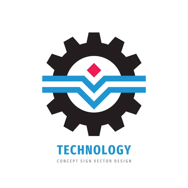 Desain Logo Industri Roda Gigi Tanda Pabrik Bisnis Simbol Roda - Stok Vektor