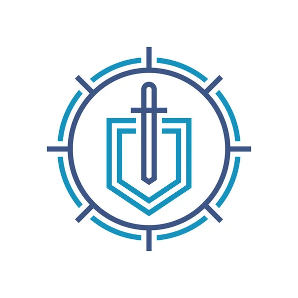 Schild Und Schwert Vektor Logo Vorlage Design Schutzschild Geschäftskonzept Ikone — Stockvektor