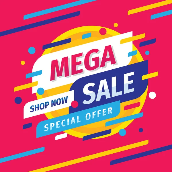 Mega Venta Descuento Vector Diseño Concepto Ilustración Banner Publicitario Abstracto — Archivo Imágenes Vectoriales