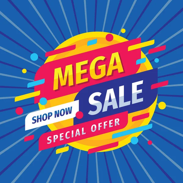 Mega Vente Discount Vectoriel Mise Page Concept Illustration Bannière Promotion — Image vectorielle