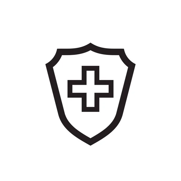 护盾医疗交叉黑色图标的设计 药品保健标志 矢量说明 — 图库矢量图片
