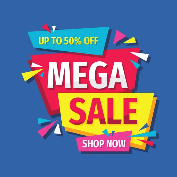 Mega Venta Descuento Vector Diseño Concepto Ilustración Banner Publicitario Abstracto — Archivo Imágenes Vectoriales