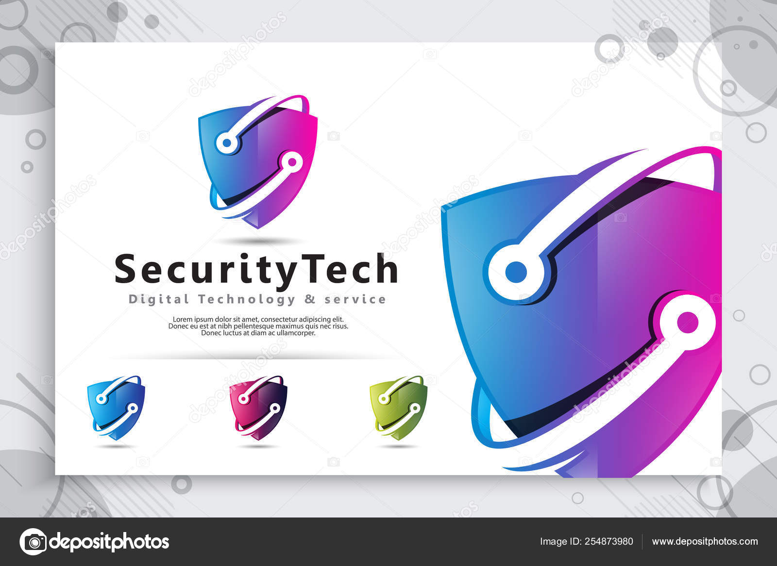 3d Shield Tech Vector Logo Design With Modern Concept Abstract