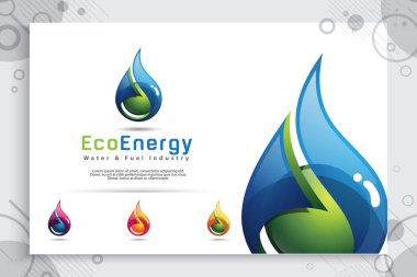 Su damla vektör logo tasarımı ile modern renk kavramı, illüstrasyon simge taze maden suyu için sağlıklı.