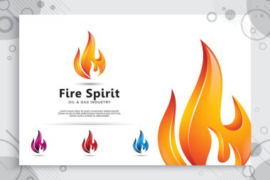 3D alev vektör logo tasarımları modern konsept tarzı ile petrol ve doğal gaz bir sembolü olarak. Petrol ve doğal gaz kullanım için şablon enerji ve sanayi şirketi çizimi.