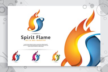 3D alev vektör logo tasarımları modern konsept tarzı ile petrol ve doğal gaz bir sembolü olarak. Petrol ve doğal gaz kullanım için şablon enerji ve sanayi şirketi çizimi.