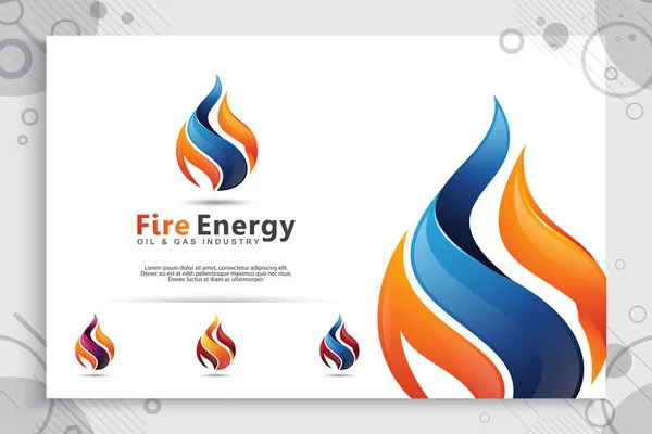 3 d の炎は、石油と天然ガスのシンボルとしてモダンなコンセプト スタイルとロゴのデザインをベクトルします。テンプレートのエネルギー ・産業企業の石油と天然ガスの使い方の一例. — ストックベクタ
