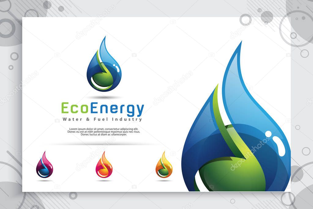 Water drop vector logo design with modern color concept, illustration symbol fresh mineral water for healthy.