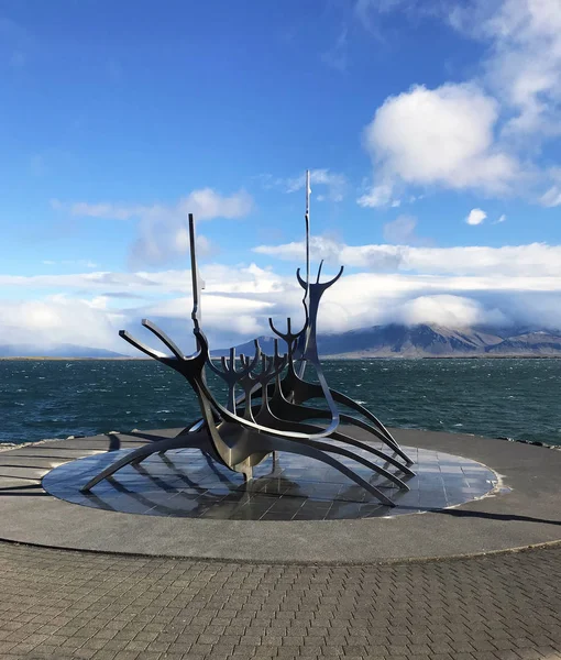 Reykjavík Island Září 2018 Původní Sun Voyager Pomník Sochaře Jon — Stock fotografie