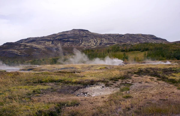 Вид Национальный Парк Исландском Городе Кадалур Вид Валы Гейзеров Холмы — стоковое фото