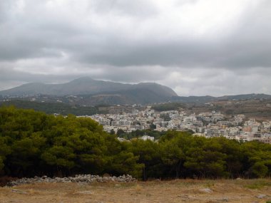 Rethymno Yunan şehir Ortaçağ Kalesi Fortezza üzerinden doğal görünümünü.