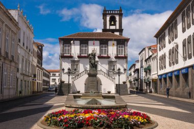 Ponta Delgada, Sao Miguel, Haziran 2019. Ponta Delgada Belediye Binası. Güzel barok buildin