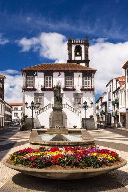 Ponta Delgada, Sao Miguel, Haziran 2019. Ponta Delgada Belediye Binası. Güzel barok buildin