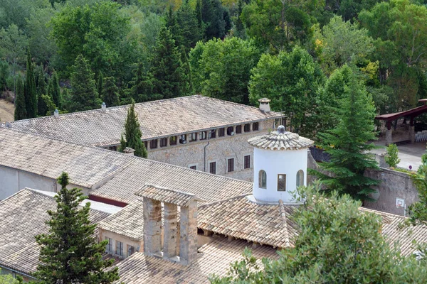 El asombroso monasterio de Santuari de Lluc (Santuario de Santa Maria de Lluch) es un monasterio católico en la isla de Mallorca. Lugar santo, centro espiritual de Mallorca, Islas Baleares, España . — Foto de Stock