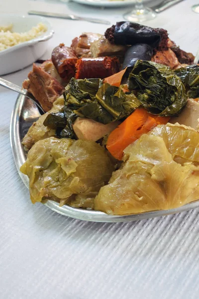 The famous traditional dish of the Azores is Cozido das Furnas. Vegetables and meat are cooked for a long time in hot volcanic soil — Stock Photo, Image