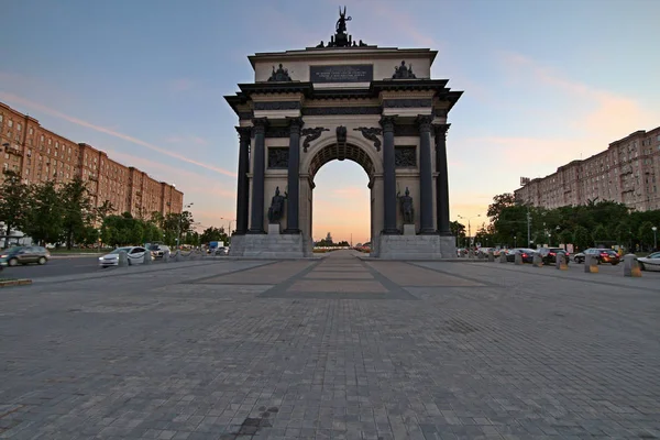 Ciudad Moscú Avenida Kutuzovsky Puesta Del Sol Arco Triunfal — Foto de Stock