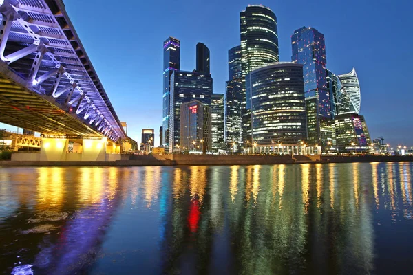 Stadt Moskau Wolkenkratzer Nacht — Stockfoto