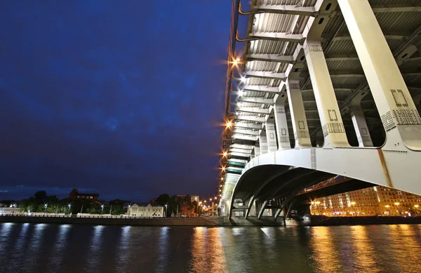 Stadt Moskau Nacht Andreevsky Brücke — Stockfoto