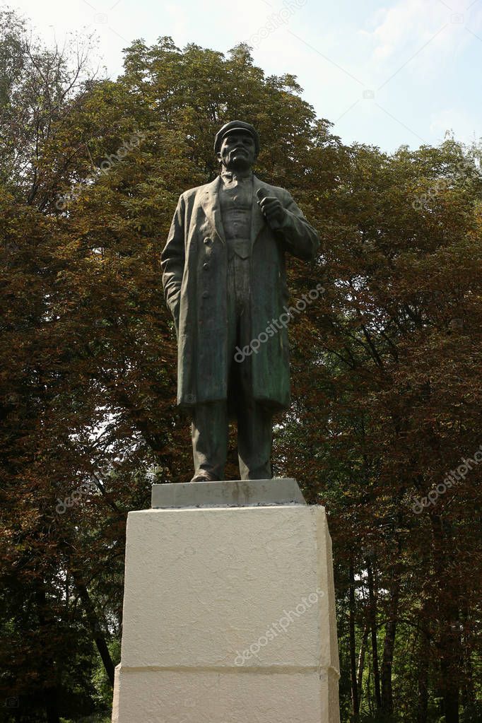 Moscow's Fili Park a statue of Lenin