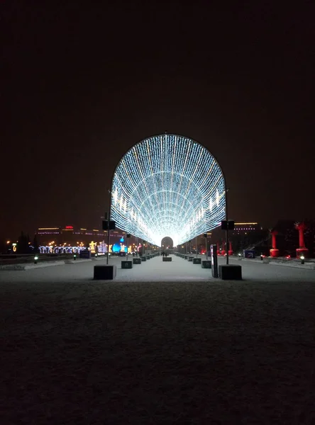 城市莫斯科晚上圣诞节照明 — 图库照片