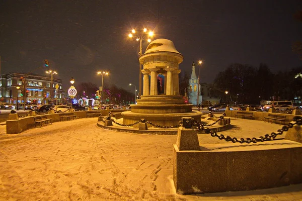 Stadt Moskau Nacht Weihnachtsbeleuchtung Nikitsky Boulevard — Stockfoto