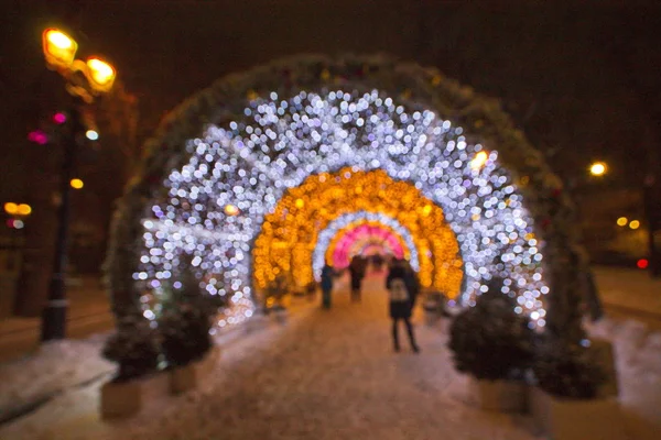 Miasto Moskwa Noc Bożego Narodzenia Oświetlenie Nikitskiego Boulevard — Zdjęcie stockowe