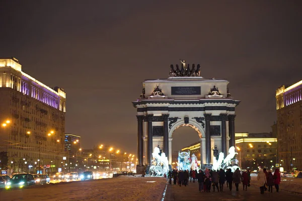 Moskva Stad Natt Arkitektur Arch — Stockfoto