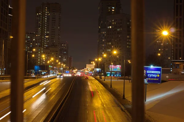 Cidade Moscou Pista Noturna — Fotografia de Stock