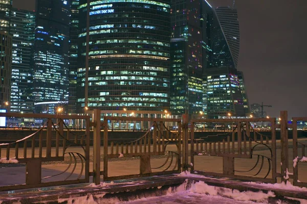 Wieżowców City Moscow Night — Zdjęcie stockowe