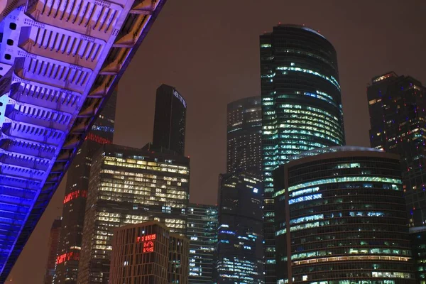 Stadt Moskau Nacht Hochhäuser — Stockfoto