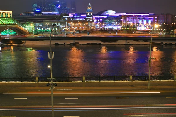 Stad Moskou Nacht Gebouwen — Stockfoto