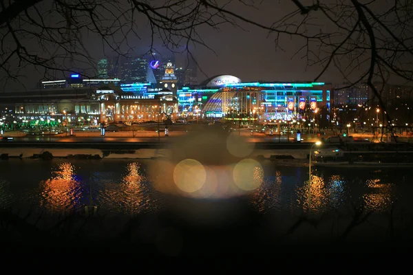 Stad Moskou Nacht Gebouwen — Stockfoto