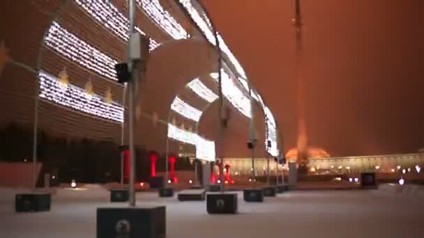 Overwinning Van Stad Moskou Park Nacht Verlichting — Stockvideo