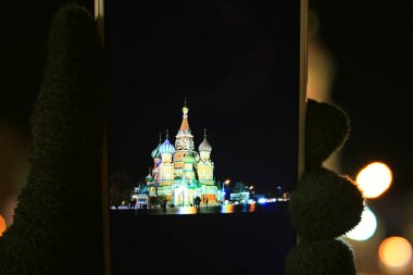 Gece şehir Moskova Moskova Kremlin