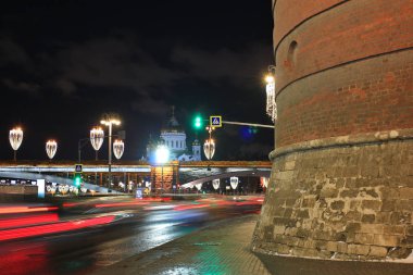 Gece şehir Moskova Moskova Kremlin