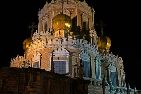 Ciudad Nocturna Moscú Distrito Fili Antigua Iglesia Ortodoxa — Foto de Stock