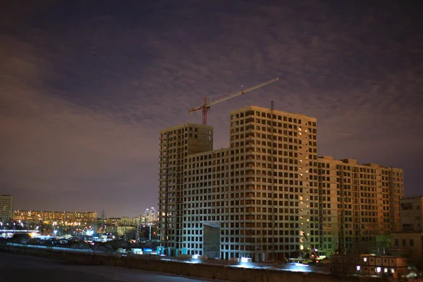 Noční Město Moskva Budování Domů Fili — Stock fotografie