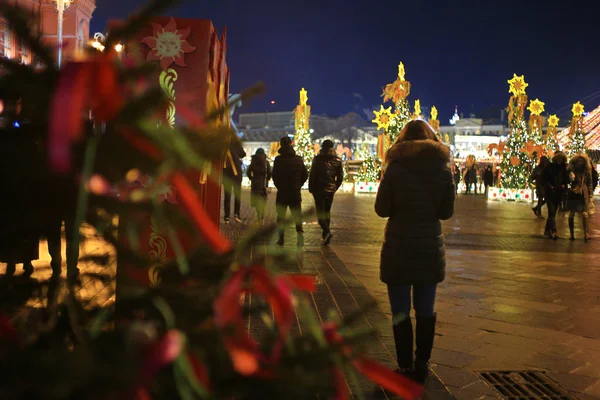 Natt Staden Moskva Kreml Holiday Maslenitsa — Stockfoto